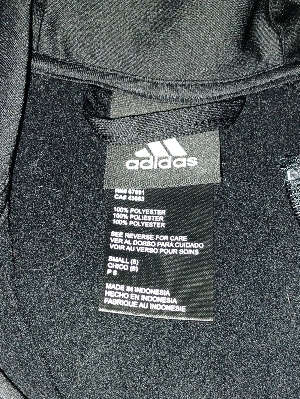 Adidas Kids Black Zip-Up Hoodie Jacket Size 8